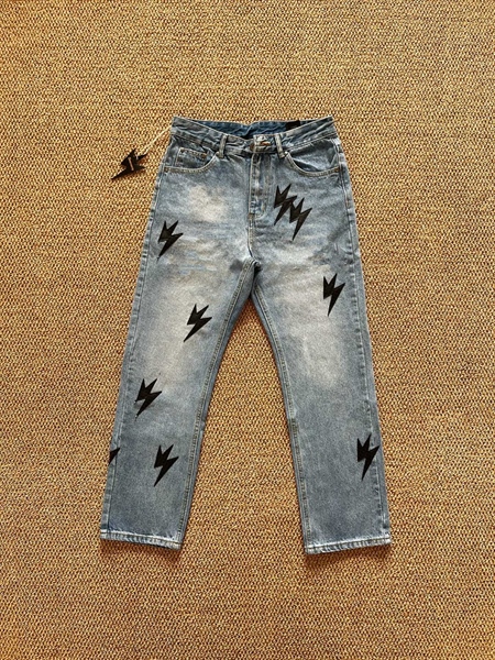 JEANS ALEXNOCAP XANH LOGO ĐEN